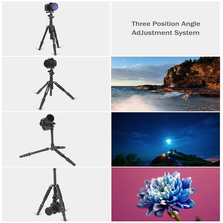 
Zomei Q666 4 sections camera tripod with monopod and ball head tripod kit for dslr 