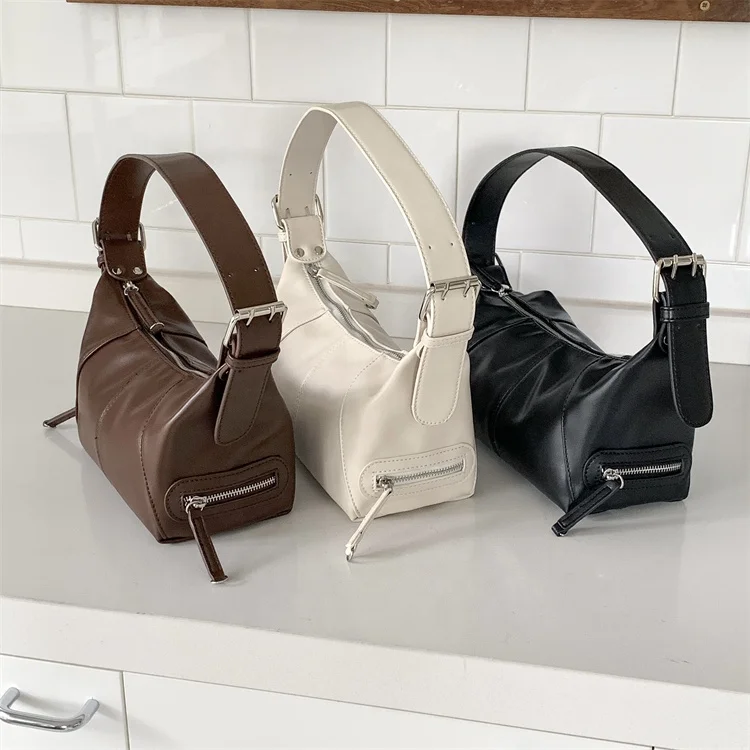 Wholesale Lady Shoulder Bag Decorative Zipper Luxury Handbags Customized Desgin Pu Leather Hand Bags For Women