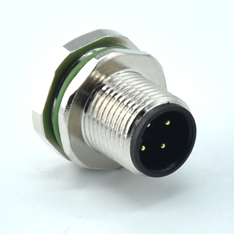 High quality Chinese factory rear fastened socket M12 waterproof 4p connector