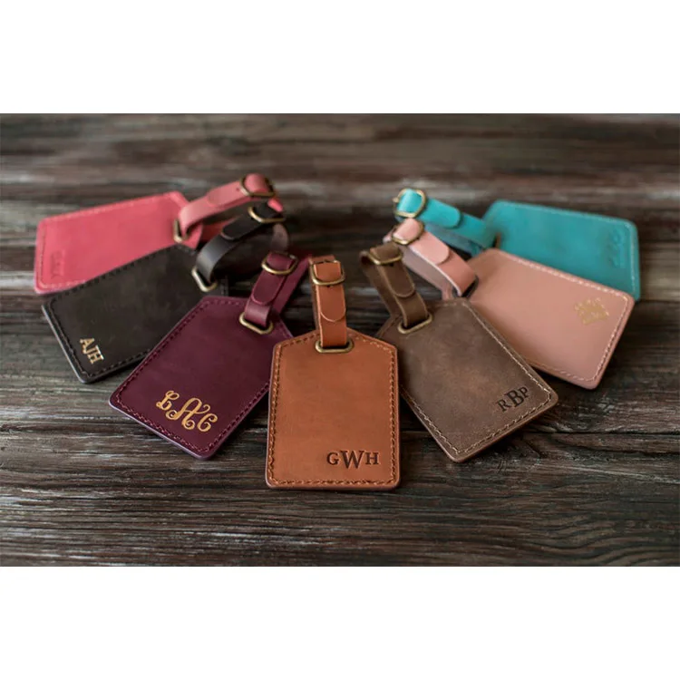 Personalized Pink Leather Luggage Logo Tags Wedding Gift Belt Pin Attachment Bag Tags