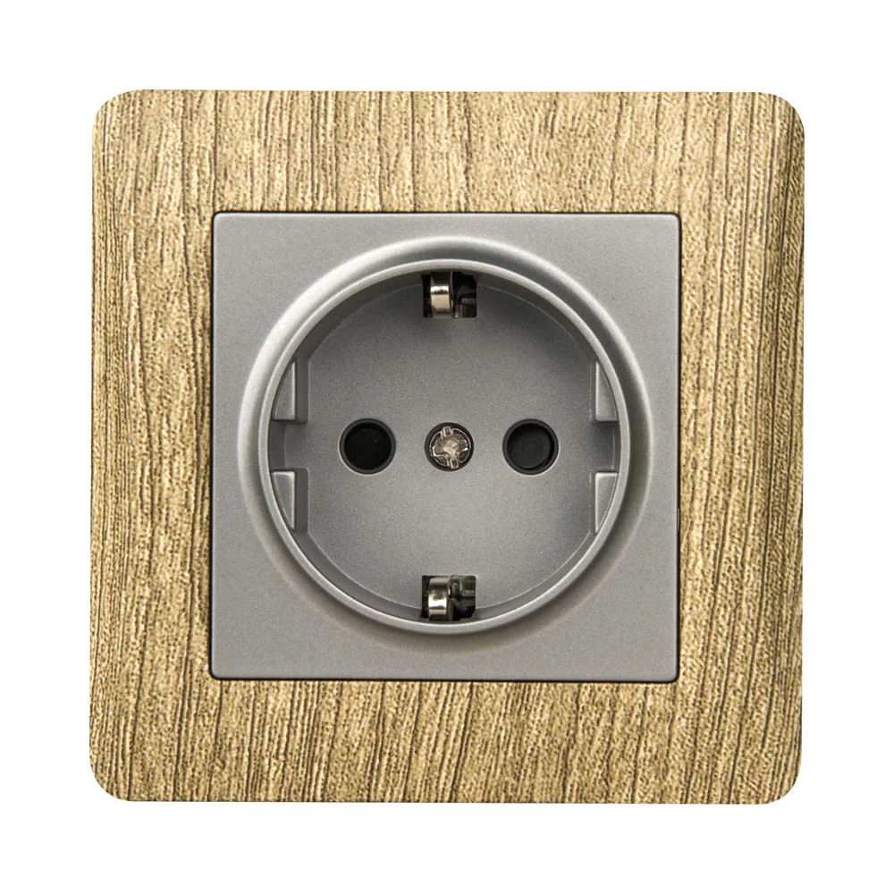 Mvava Wood Color Single European Standard Manufacturer Home 220v Wall Socket And Switch Electrical Power Wall Outlet Socket