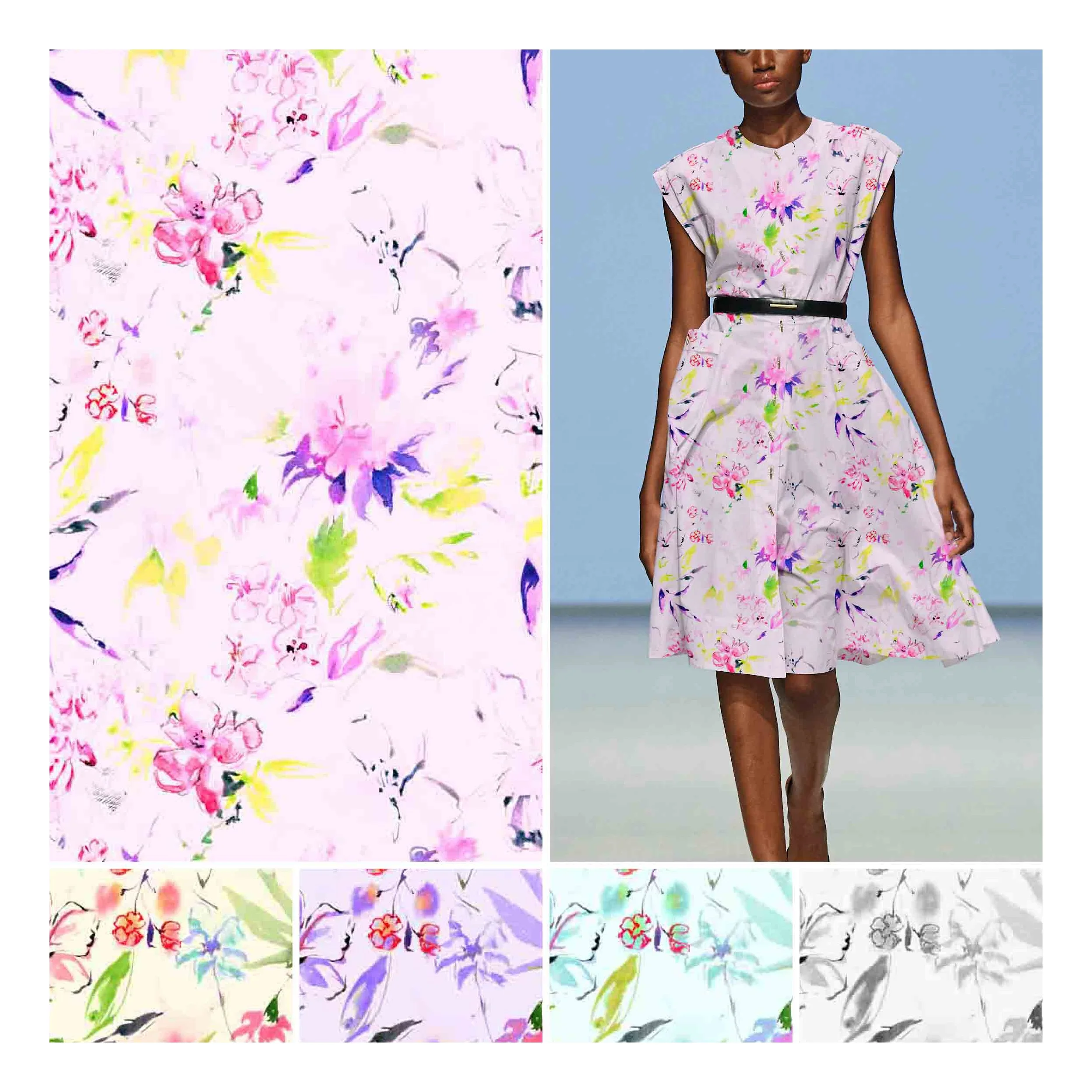 New popular textile plain flower liberty digital custom printed jersey organic cotton fabric for clothing