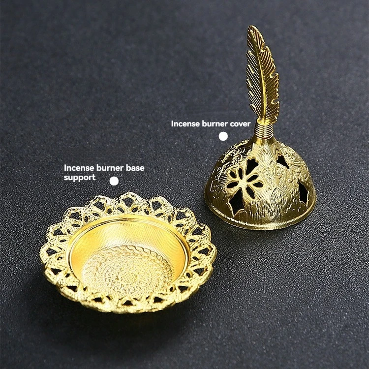 Middle East Arab Style Home Decor Hand-carved Ginkgo Leaf Incense Burner with Clary Sage Aromatherapy Cover