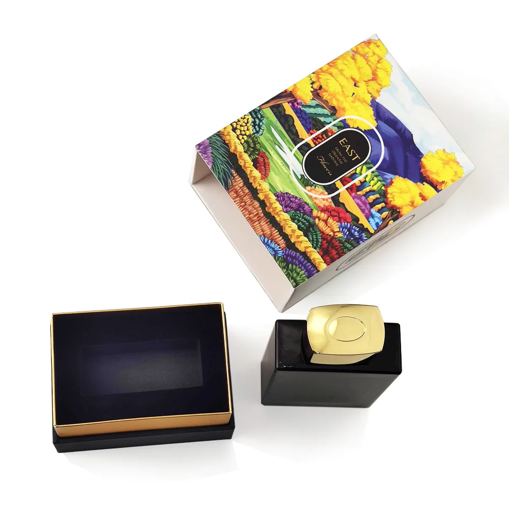 Factory custom empty glass perfume bottles square metal zamac zinc alloy cap with Sprayer wood lids cap perfume bottle packaging