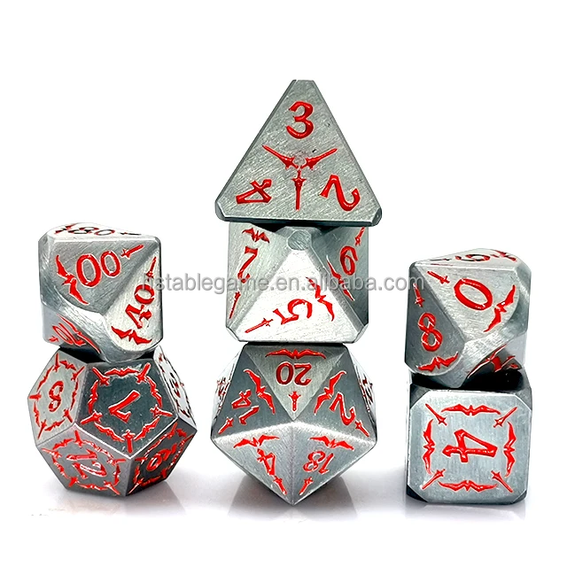 Polyhedral Dnd Dungeons and Dragons D Rpg Dice Custom Logo Set Metal Stone