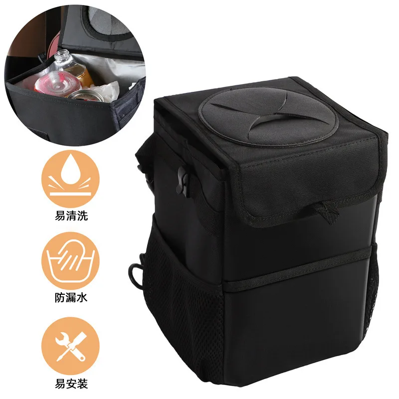 Custom logo Car Organizer Foldable Leakproof Trash Can Waterproof  Waste Basket Garbage Hanging Storage Organizer Cooler Bag