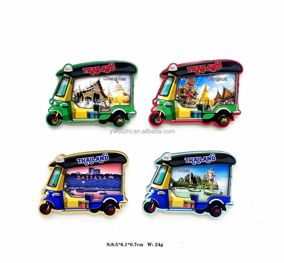 New Arrival Wooden Fridge Magnet  Thailand Tourism Souvenirs Gifts Customize Wood epoxy Magnet
