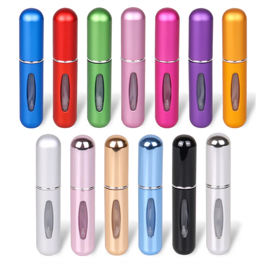 Portable Travel Size Bottom Filled Empty Red Gold Refillable Aluminum Metal Glass Mini Perfume Atomizer Spray Bottle 5ml
