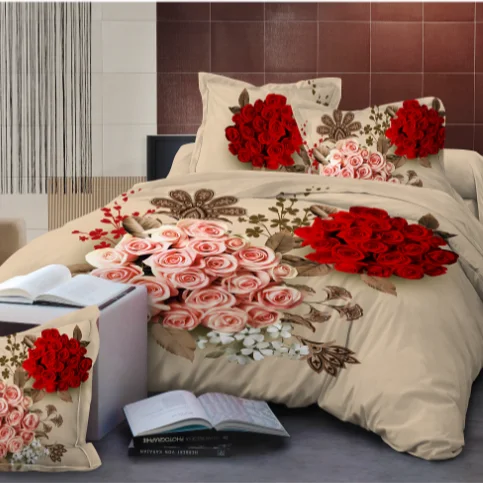 100% polyester bed sheet fabric printed 3d wholesale fabric