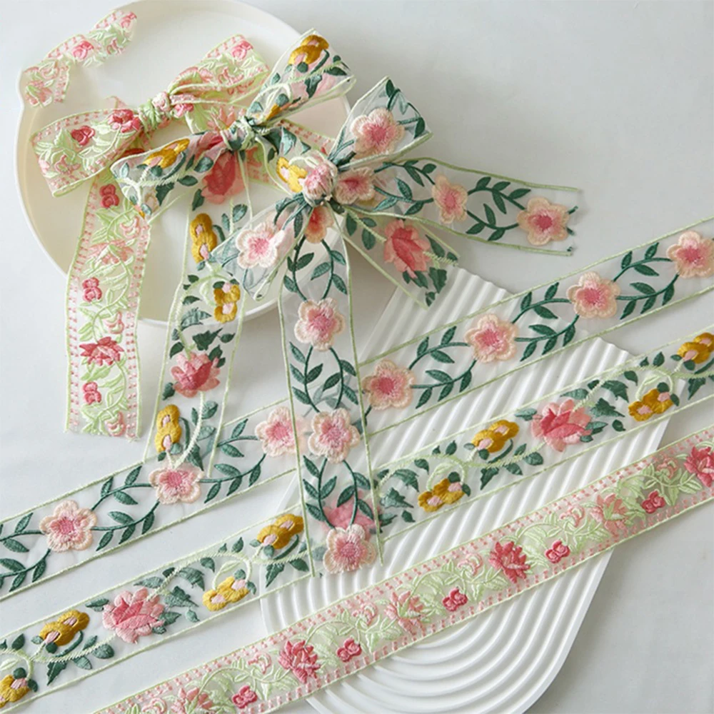 INUNION 38MM Chinese Embroidery Applique Flower Wrapping Paper Embroidered Ribbon