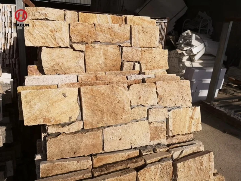 Landscaping Yellow Slate Rock Natural Wall Stone Panel With Cement