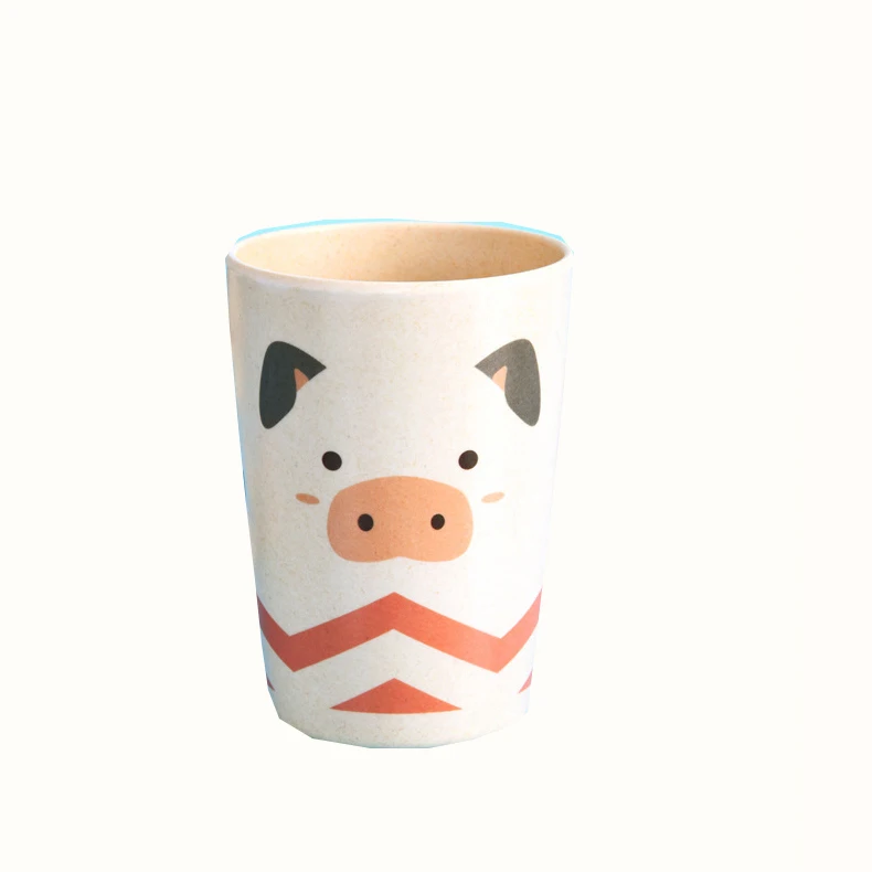 5pcs Sets Bamboo Cartoon Pattern Custom Plate Fiber Children Dinnerware Set