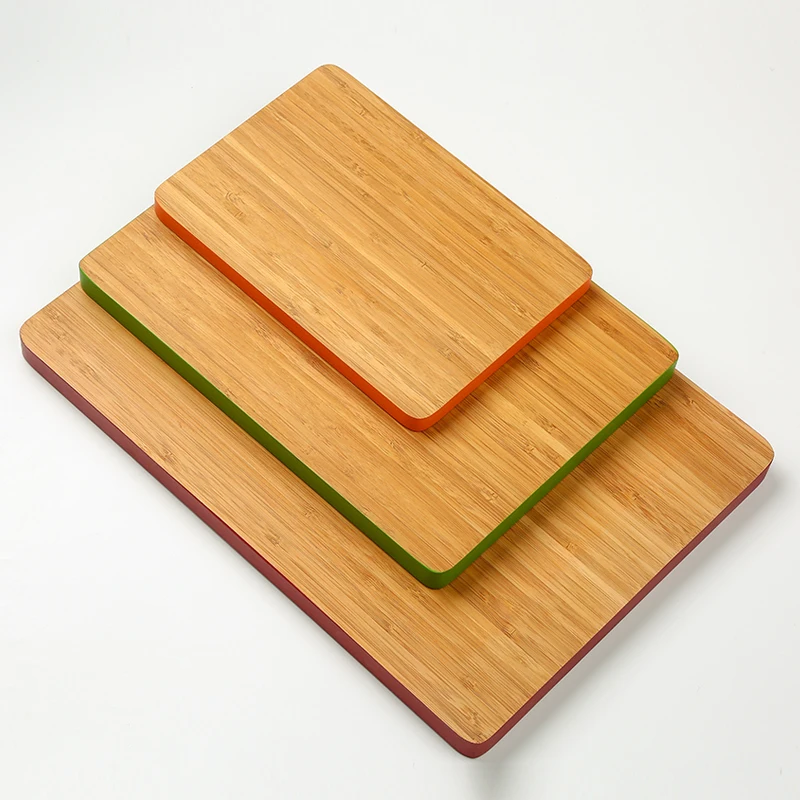 Wholesale meat vegetable bamboo chopping block cutting board set with color edge