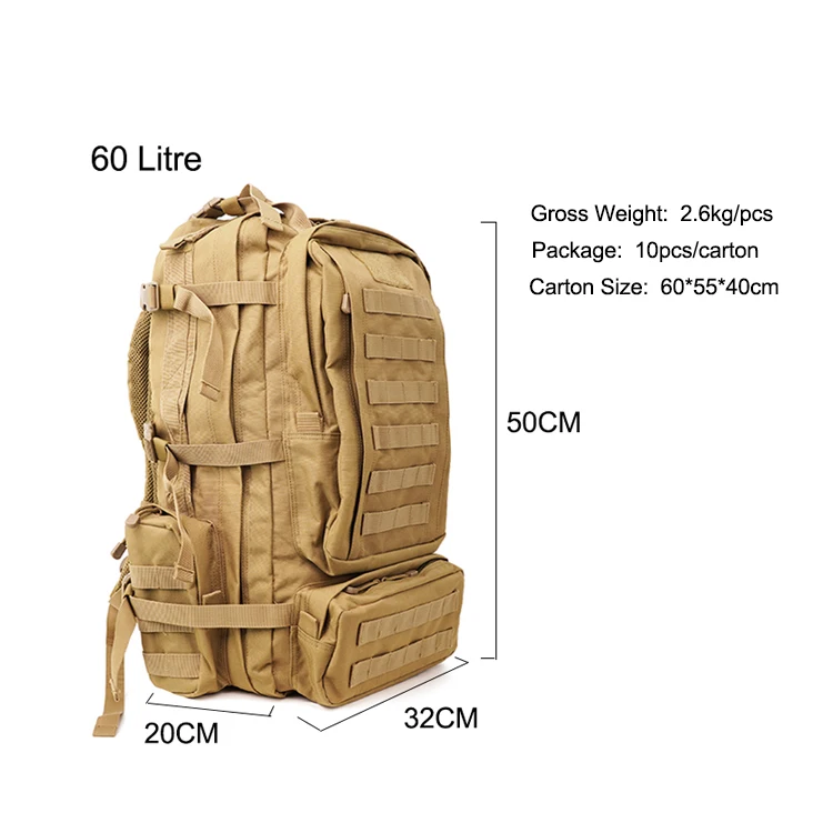 60L Tactical Backpack OCP 3 Day Assault Pack Large Molle Outdoor Bag Pack