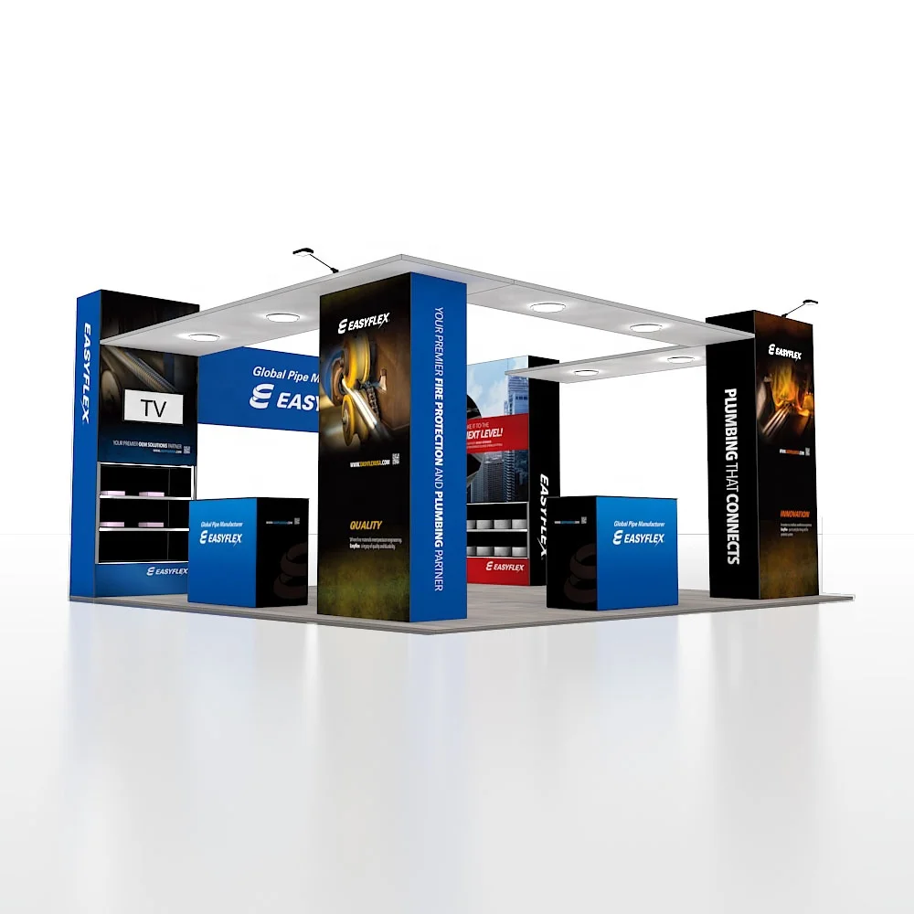 Island Vogue Durable High Quality Aluminum SEG Exhibition Tower Display Reusable Advertising Custom Print 20x20 Trade Show Booth