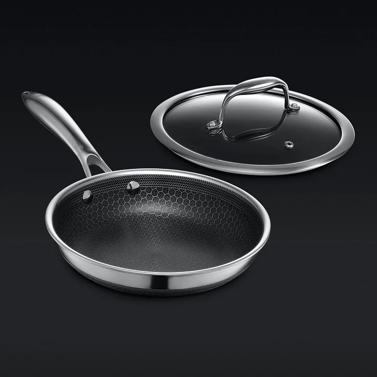 304 Stainless Steel Custom Kitchen Stainless Steel Non Stick Honeycomb Round Stir Frying Pan