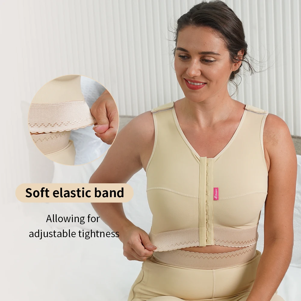 S-SHAPER Post Surgery Full Coverage Front Open Bra Post-Surgical Shapewear Sleeveless Vest Manufacturer For Women