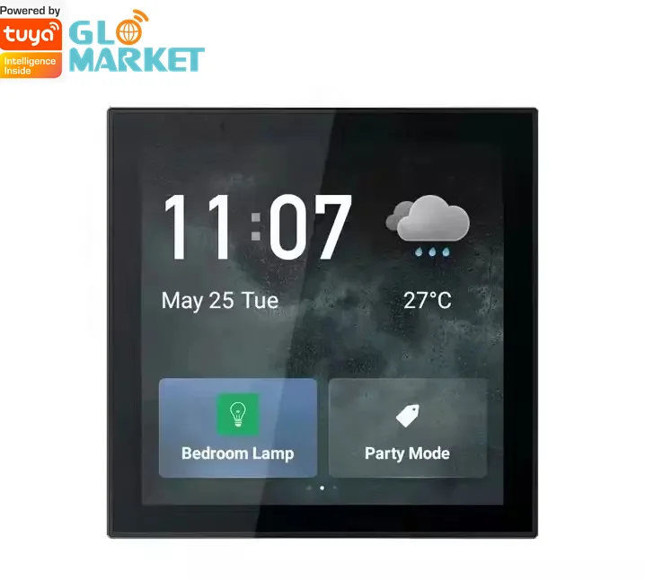 Glomarket Tuya Smart Zigbee Gateway 4 Inch Touch Screen Gateway Wall Switch System Work with Tuya APP Control Panel