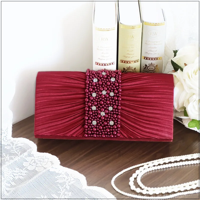 Elegant Fashion Versatile Japanese Korean Style Evening Party Bag Ruffled Party Handbag Handmade Beaded Evening Dress Party Bag