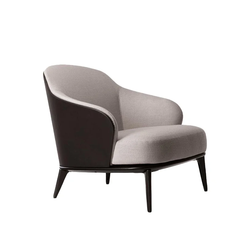 Solid Wood Frame Modern Sofa Chair Living Room Grey Fabric Covers Leslie Armchair