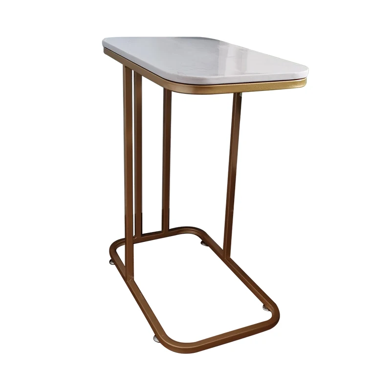 
Wholesale Nordic modern style furnitures rectangle gold iron frame sofa side table living room marble panel mini coffee table 