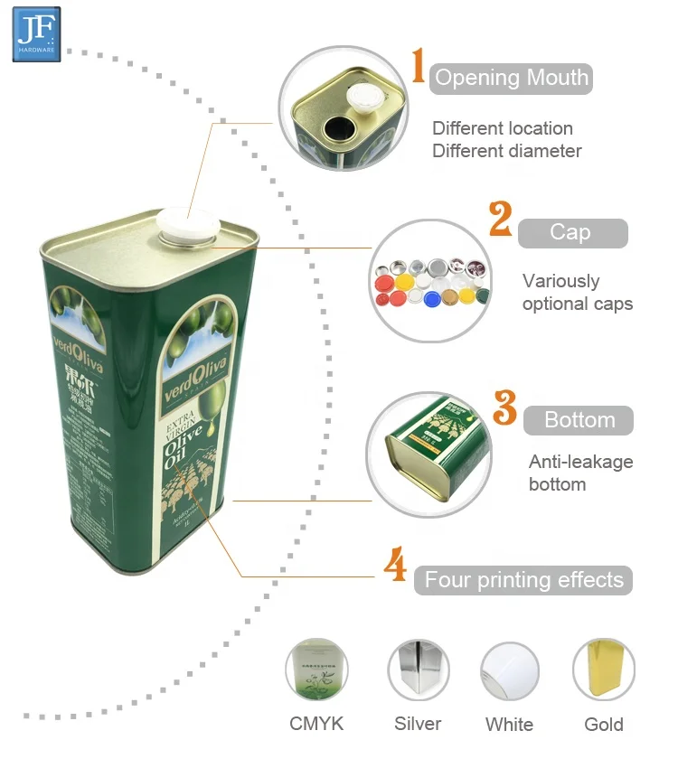 1L Olive Oil Can 1Liter Custom Olive Oil Tin Can Square Can for Cooking Oil
