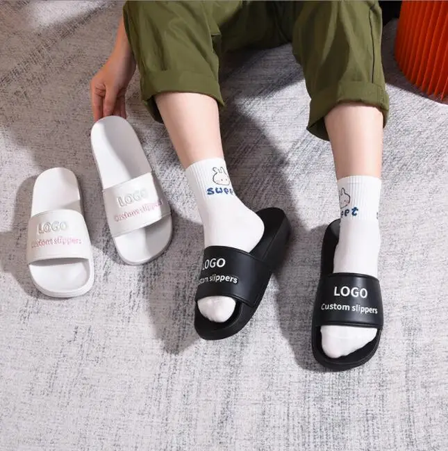 2024 Custom Logo Fashion OEM Custom Slippers outdoor Men Black Slide Sandals