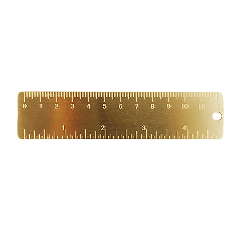 Solid Brass Rulers Gold Straight Ruler 12cm Scale, Custom Logo Math Tools for Office School Graduation Gift Stationery