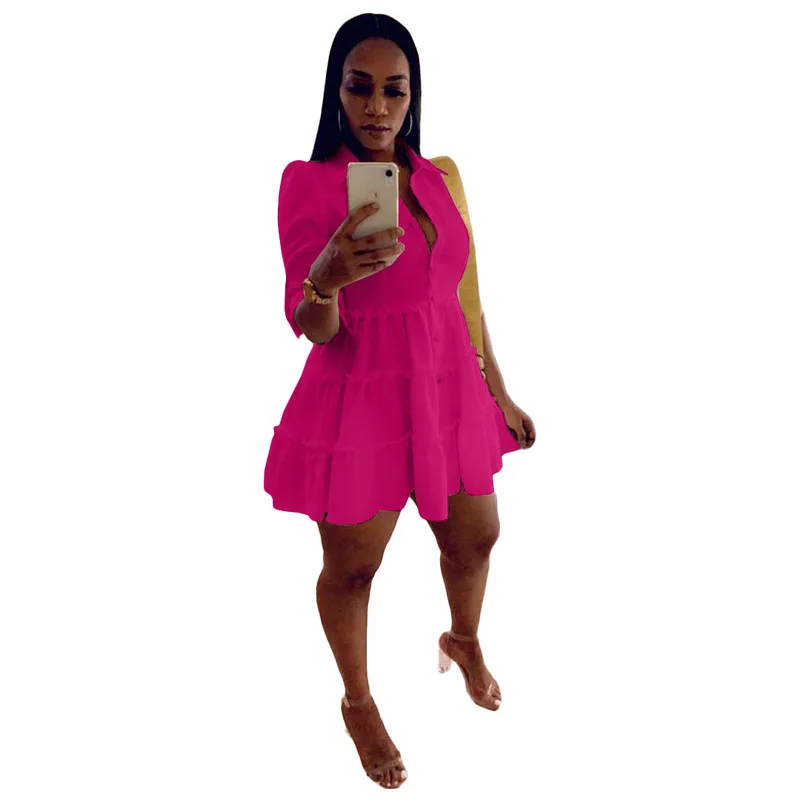 Z36430 New arrivals 2021vintage elegant casual dresses summer dress women Shirt Dress