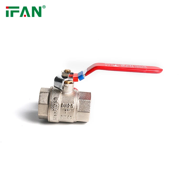 IFAN Supply Valve Ball Red Straight Handle Brass Water Valve 1/2'-2' FF Thread Brass Ball Valve