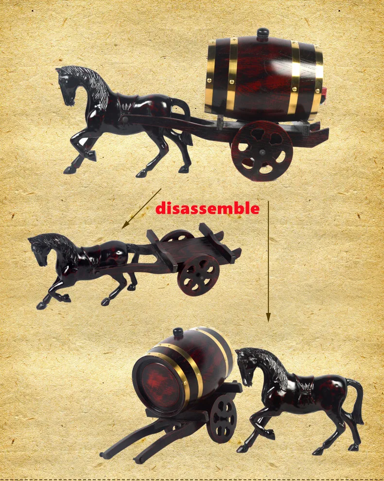 Family Horse-drawn Carts Oak Barrel for Storage and Brewing Wine