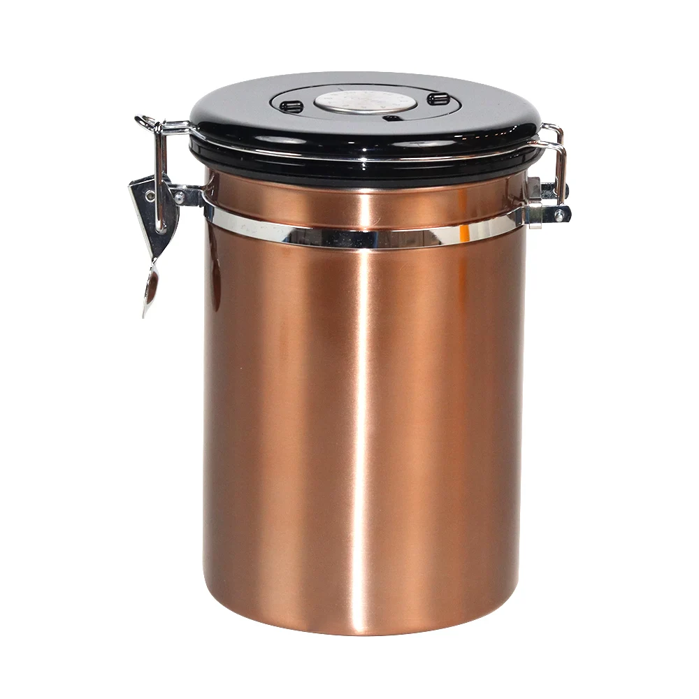 Sealed Stainless Steel Vacuum Coffee Canister Kitchen Food Storage Cans Coffee Beans Container With CO2 Valve