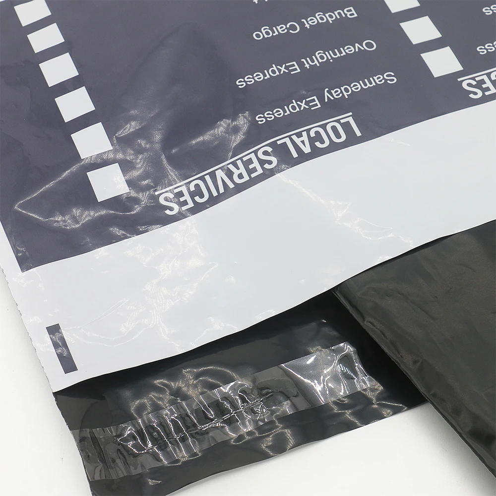 Custom  print dhl plastic mail bags with transparent clear pocket for invoice