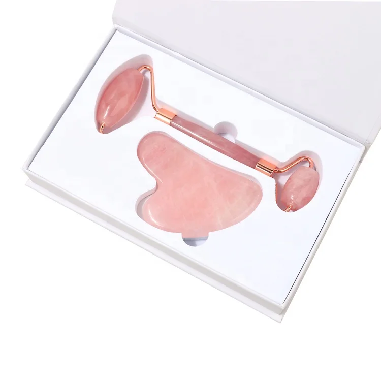 
Original Rose Quartz Face Massage Stone Jade Roller And Gua Sha Set 