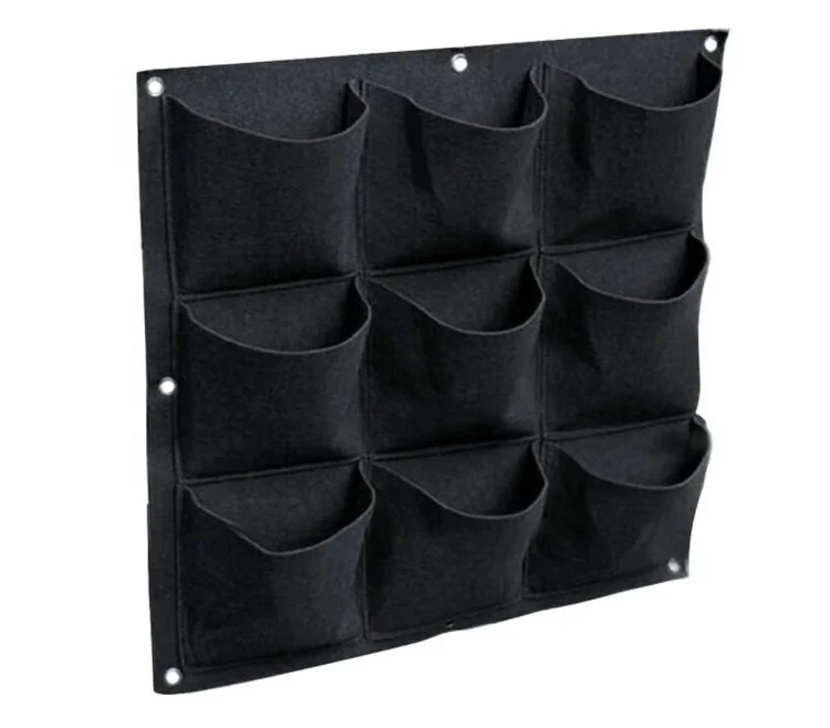 Polyester 9 Pocket Wall Hanging Planter Balcony Garden Vertical Flower Vege Herbs Grow Bag.