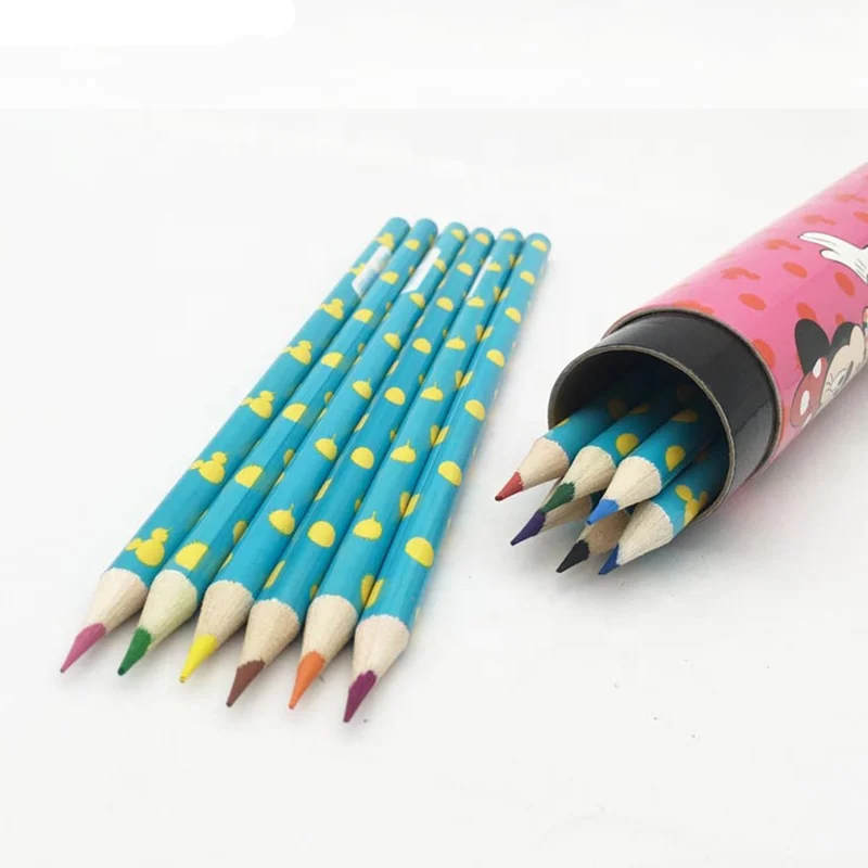 Factory Wholesale Kids Stationery Sets Cheap Cute Natural Wooden Drawing Pencil Cartoon Multi Color Pencil Sets