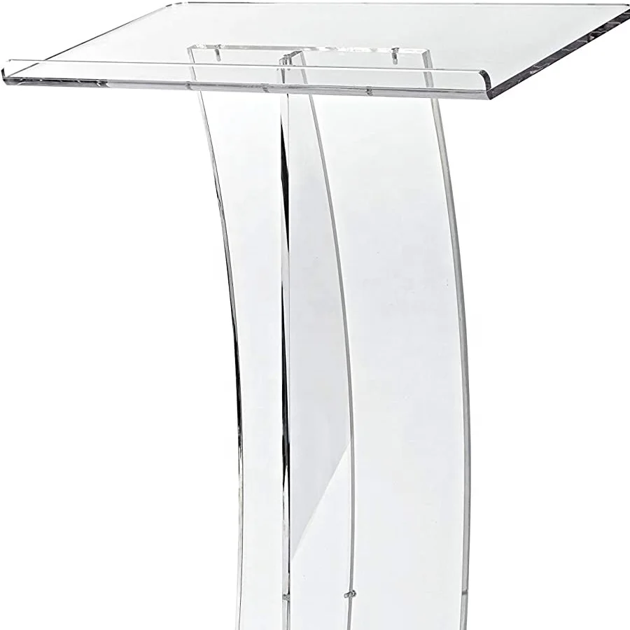 Acrylic Clear Podium Stand Church Pulpit Clear Church Podium Easy Assembly for Restaurants, Weddings, Office and Classrooms
