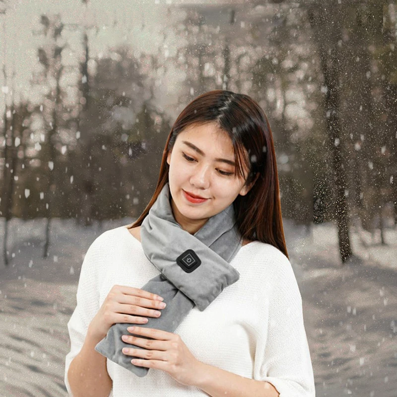 EMAF 2021 washable graphene far infrared sweet heating up heat pack neck scarves scarfd scarf knitting belt Prevent overheating