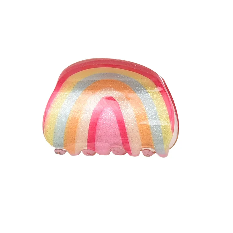 Korean Mini Size Acrylic Hair Claw Clip Cute Funny Fruit Rainbow Acid Acetate Hair Claw Clip For Kids Children