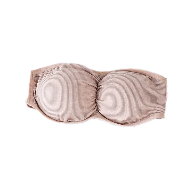Off Shoulder Women Seamless Wireless Padded Camisoles Bandeau Top Invisible Strapless Cropped Chest Wrap