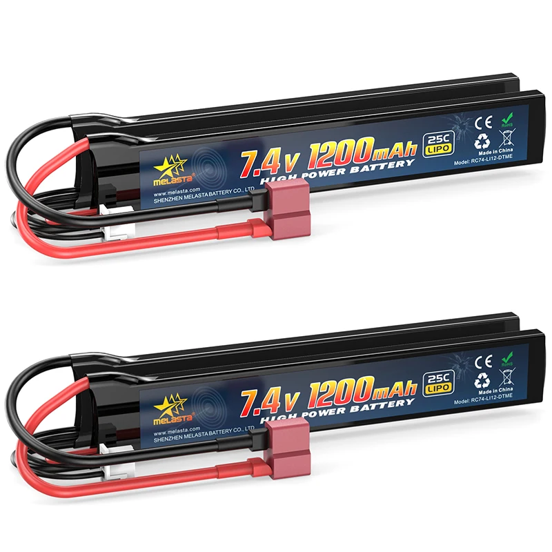 Melasta 7.4V 1200mAh NiMH RC Battery Pack with Deans T Plug connector, designed for Redcat Racing vehicles.