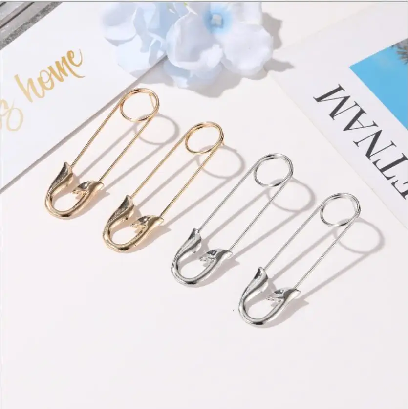 
Wholesale Modern Stylish Casual Gold Plated Stainless Steel Punk Goth Safety Big Pin Earrings 