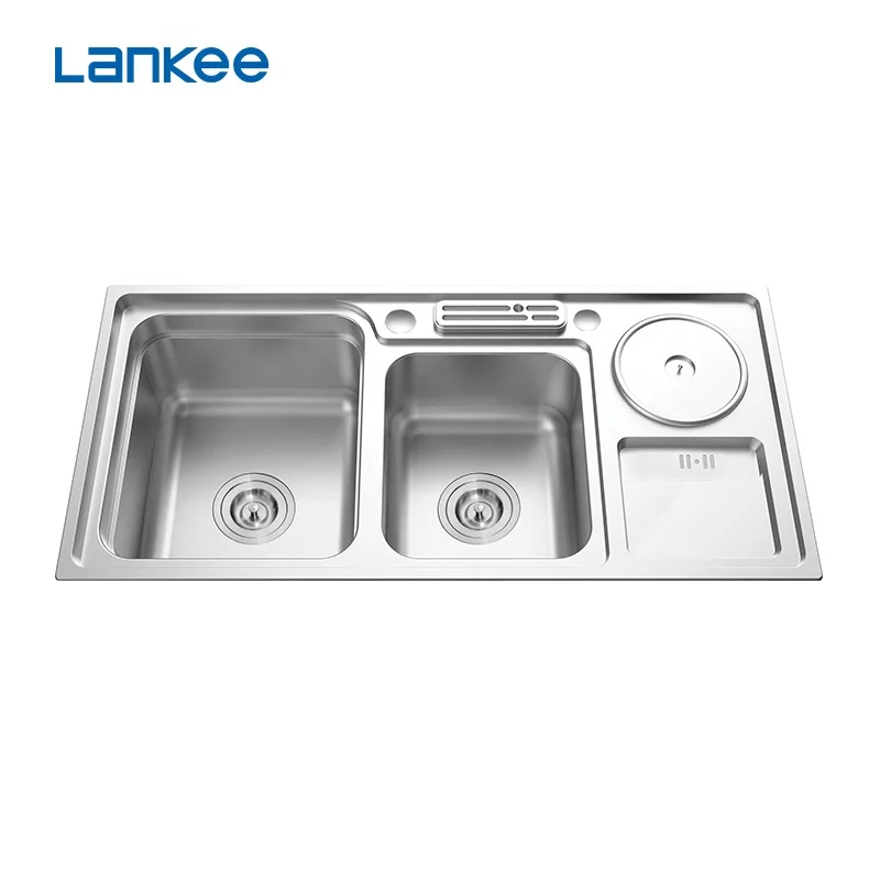 Портативный Нержавеющая сталь двойной чаша Многофункциональный дома овощи стиральная кухня раковина тщеславия