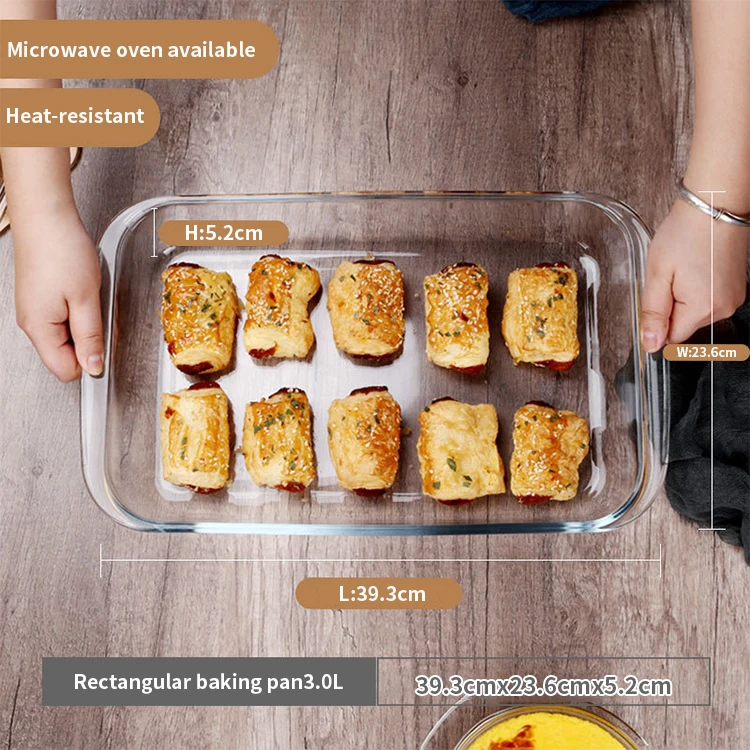 High quality modern bakeware clear borosilicate glass baking dish pans non-stick rectangular glass bakeware