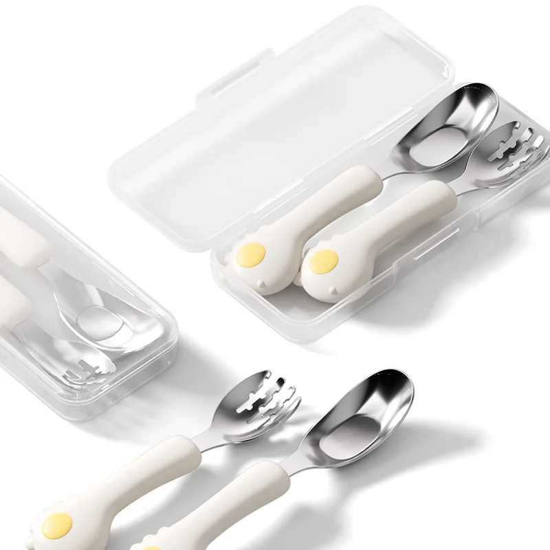 Baby Bendable Spoons and Forks set silicone Baby Feeding Bowl And Spoon Heat Insulation Resistant To High And Low Temperatures