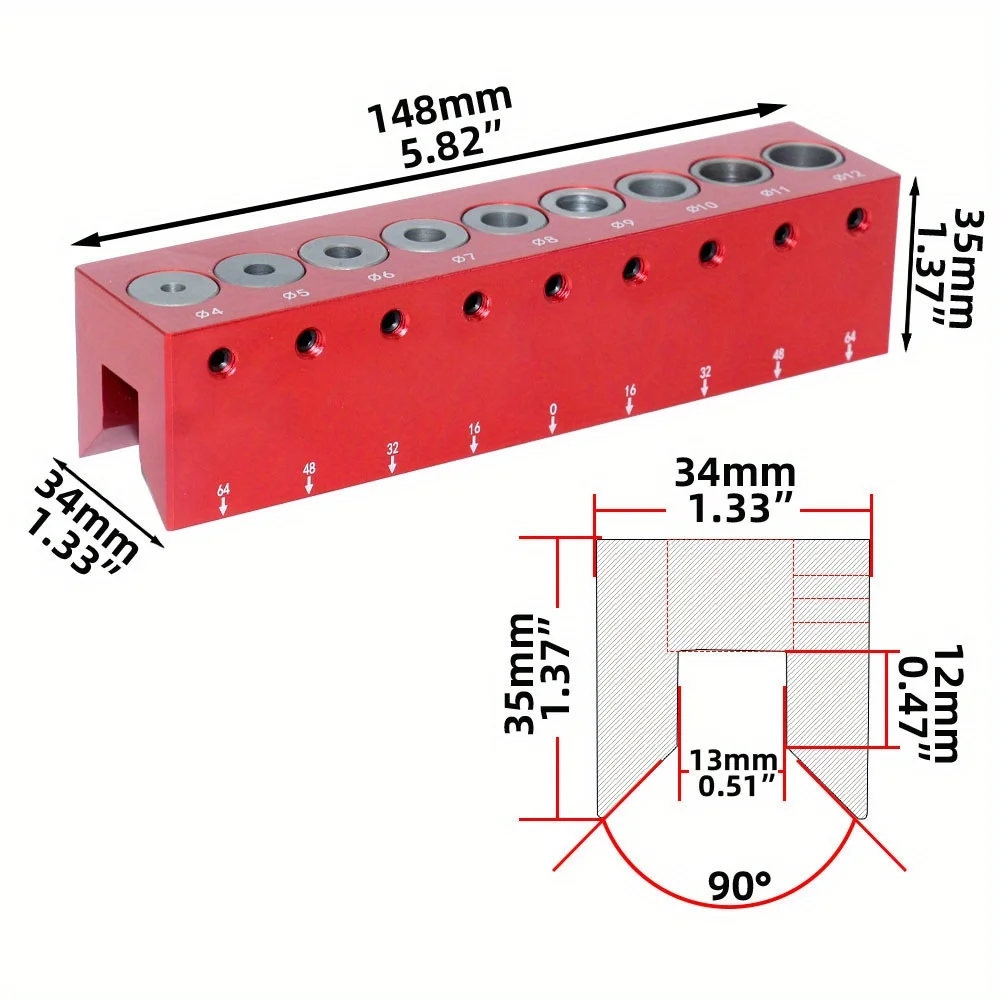 4-12mm Vertical Hole Drilling Guide Aluminum Alloy Pocket Hole Doweling Jig Self-centering Punching Hole Locator Woodworking Jig