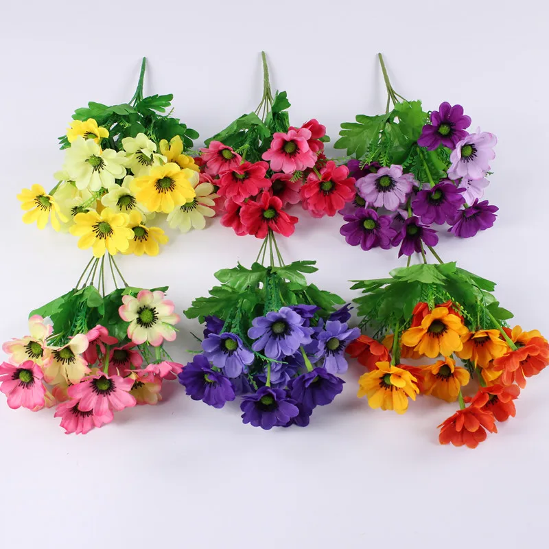14 Heads Onion Chrysanthemum Artificial Flower Plastic Flower Decorative Flower Artificial Bouquet Small Daisy