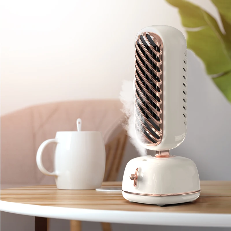 Portable Noiseless 3 Speeds Rechargeable 2000mAh Built-in Battery Cooling Mini humidifier Tower Table Fan