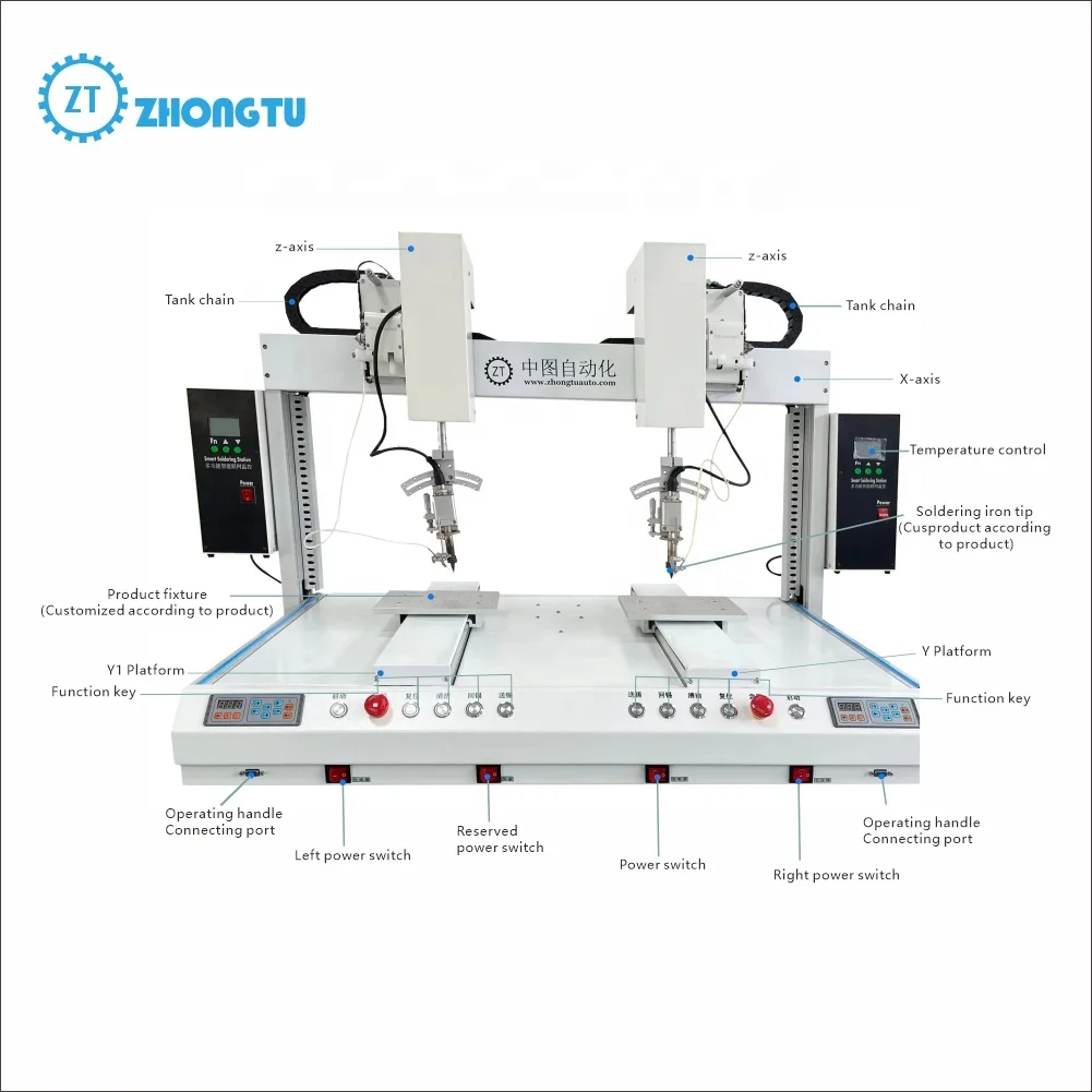 High Quality Dual Platform Three Axis Tin Lead Free Pot Welding Wire Smd Automatic auto tin feeding Solder Machine