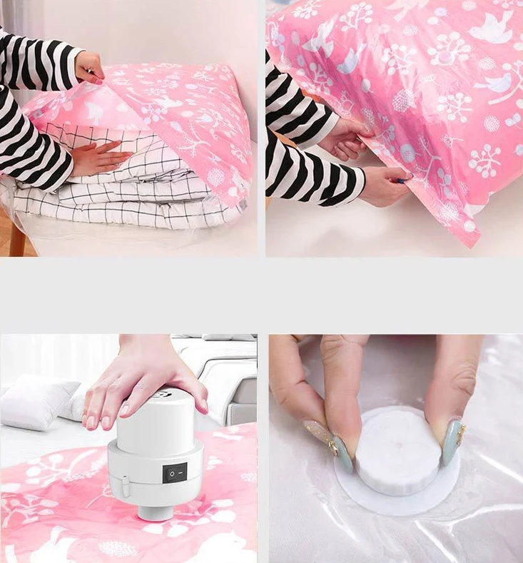 LTT1717 Dustproof Vacuum Packing Holder Organizer Thickened Vacuum Storage Bag Clothes Travel Vacuum Sealer Bag with Pump